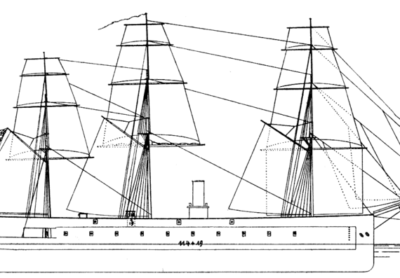Корабль DHMS Danmark [Ironclad] (1864) - чертежи, габариты, рисунки